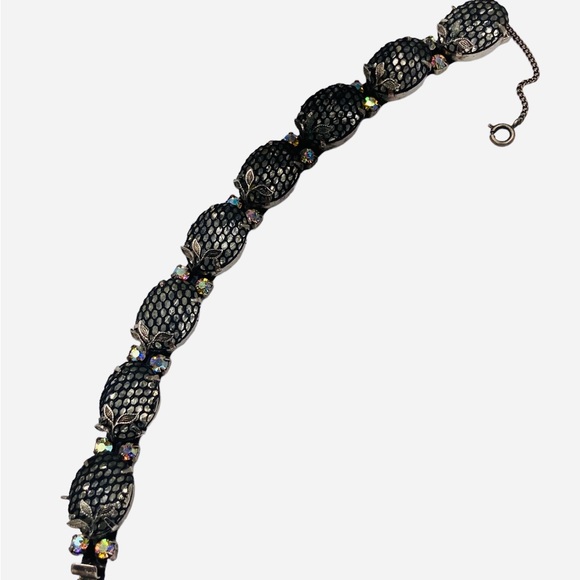 Rare Vintage Kramer Netted Glass AB Rhinestone Bracelet